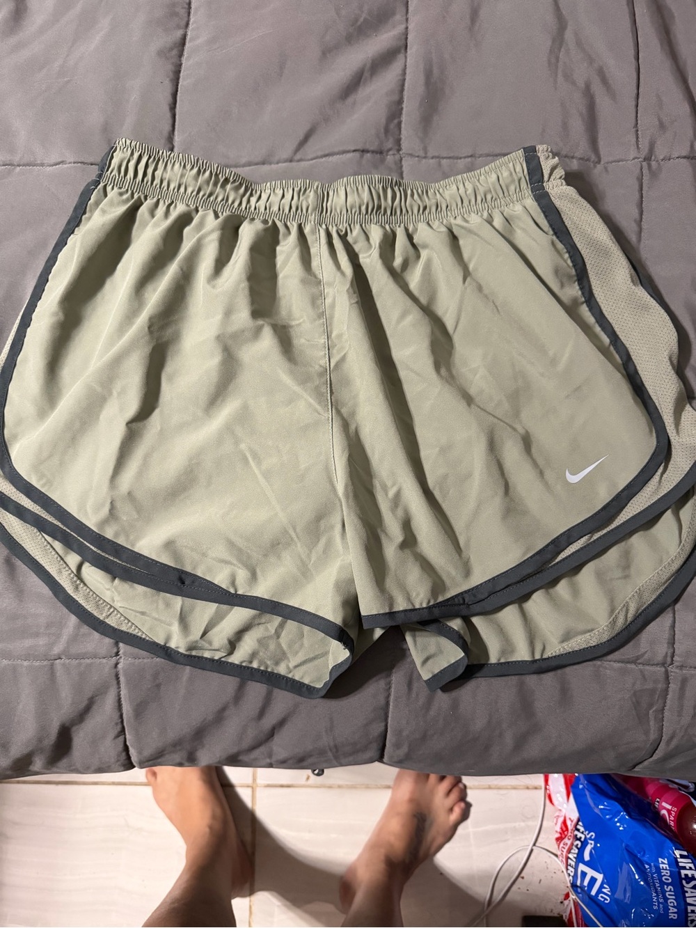 Nike Olive Green Dri-FIT Athletic Shorts with Drawstring